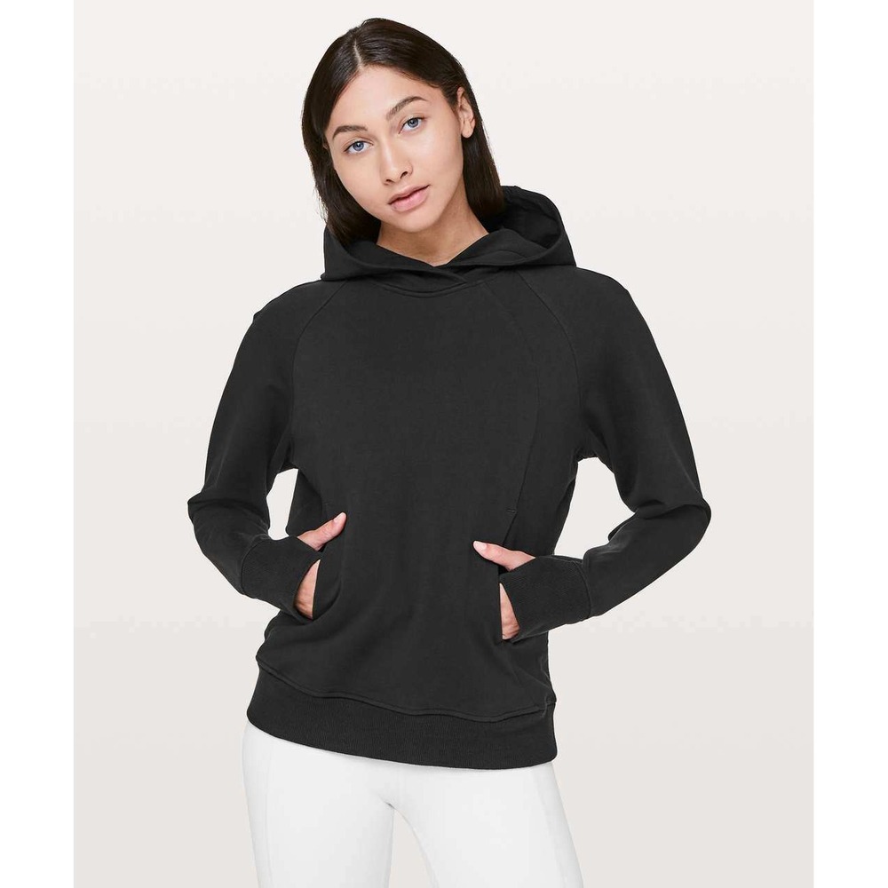 Lululemon Scuba Pullover Hoodie Black Thumbholes Size 4 Athletic Sweatshirt